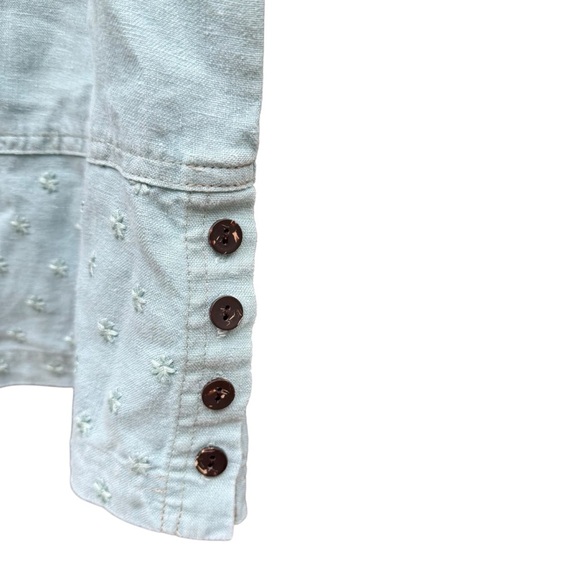 J Jill Womens Green Sleeveless Tank Top flower detail Button Tie On Side Size M - Picture 6 of 11